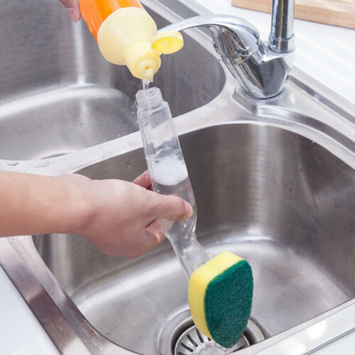 Kitchen Dish Washing Brush Long Handle Sponge Head Scrubber Pot Pan BBQ Cleaner - Bild 7 von 14
