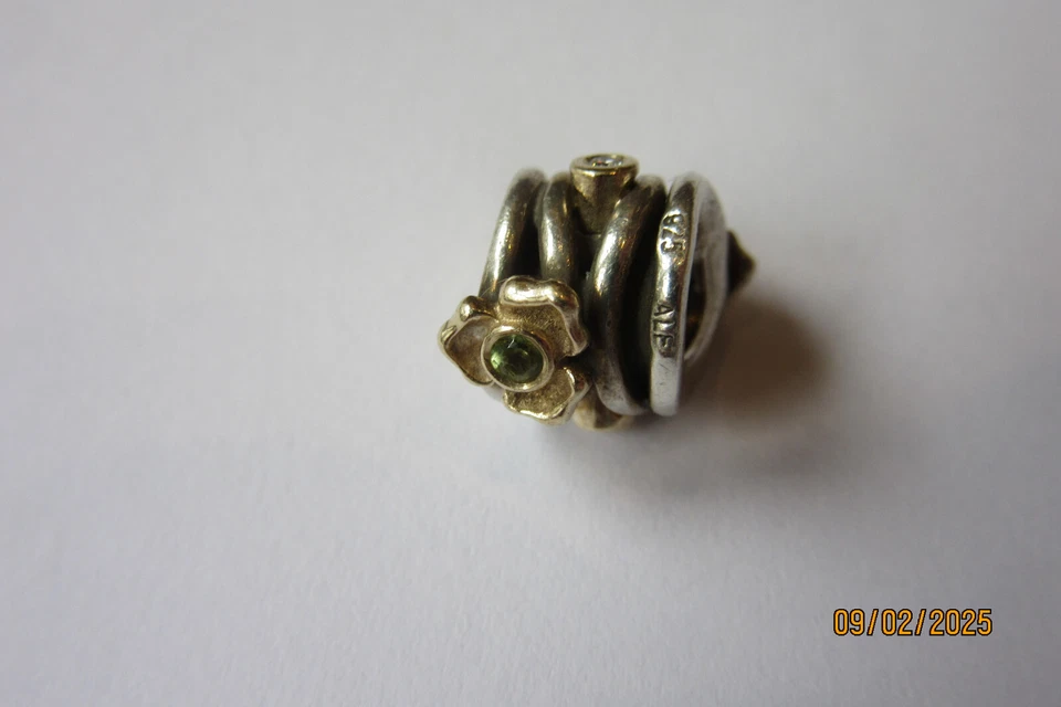 Original Pandora Charm Peridot Diamant, 14 K Gold & Sterling Silber 790318D - Bild 3 von 4