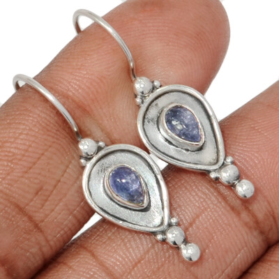 Natural Tanzanite Crystal - Tanzania 925 Silver Earrings DSA2 CE44596