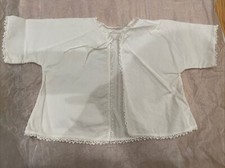 Vintage White Baby Shirt For Christening With Silk Strap Laced Around
