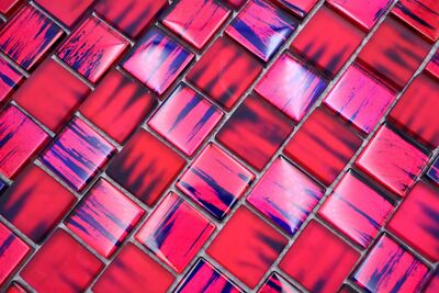 Glas Fliesen 3D Mosaikfliesen Magenta Pink Purpur Milchglas matt klar gefrostet
