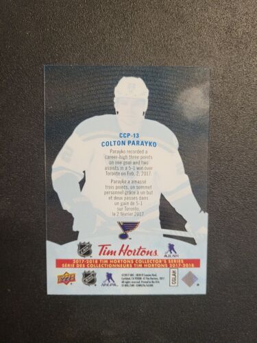 2017-18 Upper Deck Tim Hortons Clear Cut Phenoms Colton Parayko #CCP-13 - Picture 2 of 2