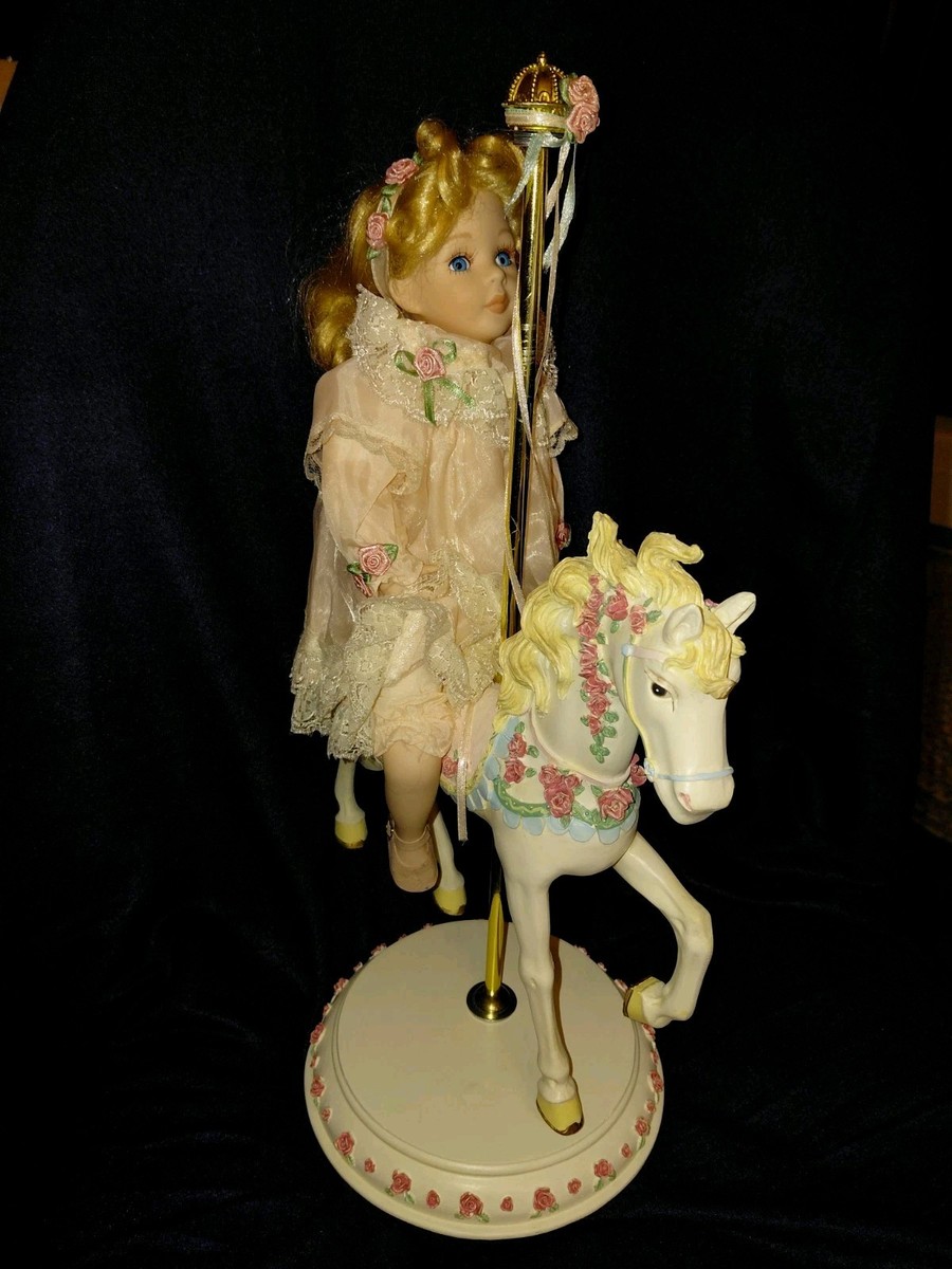 ABC Collectibles Porcelain Doll Riding Carousel Horse 17.5