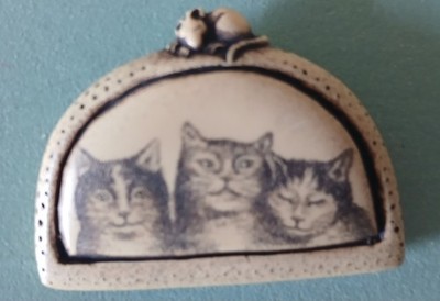 Rare Vintage 1996'' THREE CATS''  RACHEL H. BADEAU ART Cat PIN BROOCH