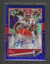 2020 Panini Donruss Optic - Rookie A.J. Terrell #105 Blue Prizm Auto /60 (AU,RC)