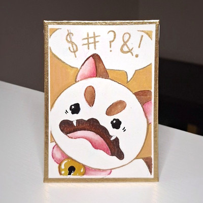 ACEO-DRUCK: 2,5x3,5 Welpycat, Cute Angry Kitty, Katze Haustier Tier Illustration OOAK
