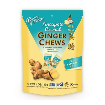 Prince of Peace Ginger Chews Pineapple Coconut 4 Oz (Pack of 2)