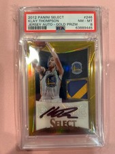 2012 SELECT KLAY THOMPSON GOLD PRIZM ROOKIE PATCH AUTO RPA # 10/10 PSA 8