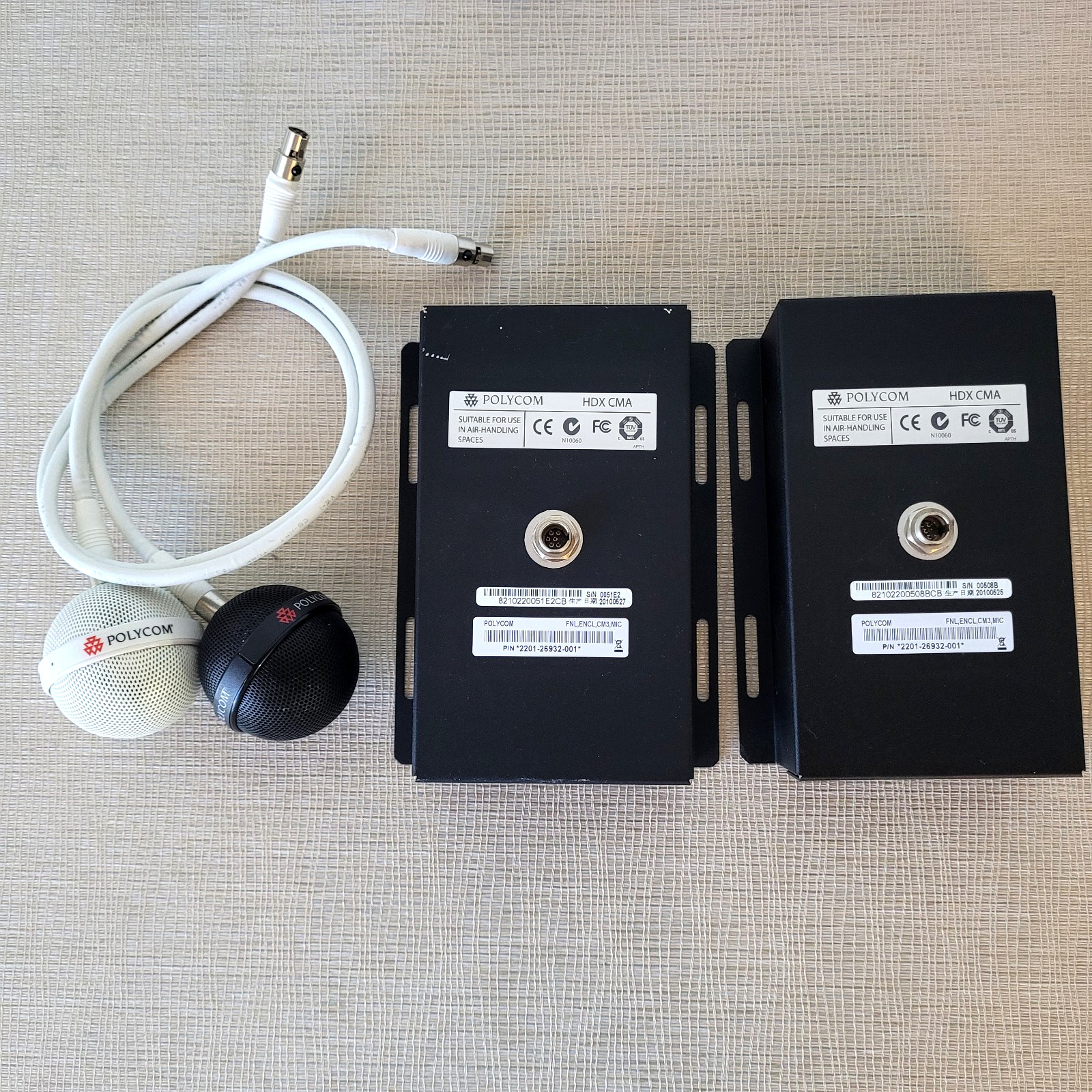 2 Polycom HDX CMA Ceiling Microphone Audio Conference w/Mic 2201-26932-001 Lot
