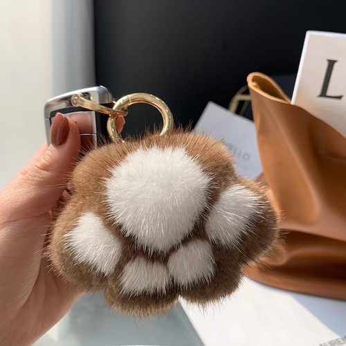 Stuffed Animal Cat's Paw Fur Keychain Plush Cat's Paw Pendant Jewelry Gift - Picture 3 of 20