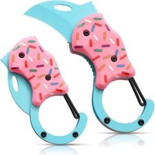 Pink Folding Pocket Knife Donut Design Mini EDC Utility Box Cutter Gift