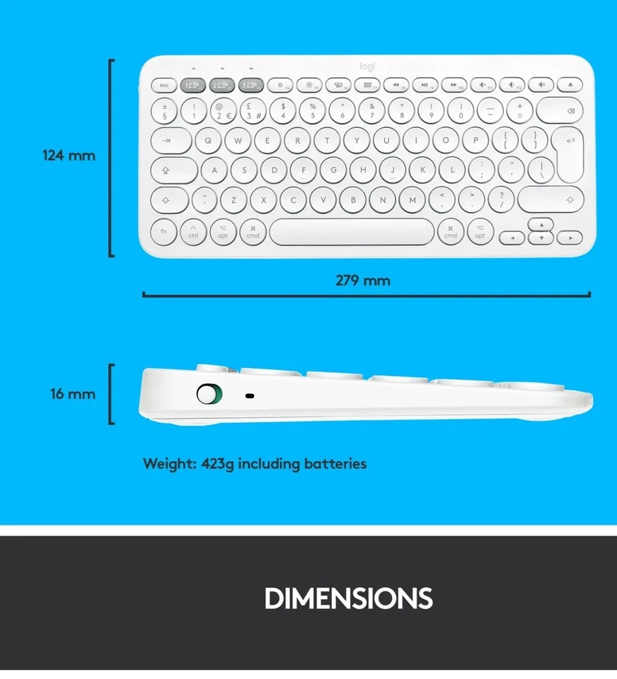Logitech K380 мульти устройство Bluetooth клавиатуры для Mac белый новый запечатанный в коробке - Изображение 2 из 4