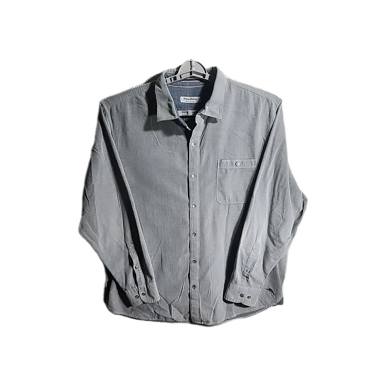 Tommy Bahama Coastline Cord Shirt Men's XXL Gray Long Sleeve Button Front