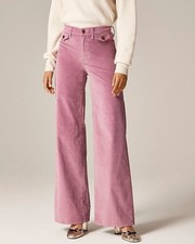 J.Crew Sz 27 Wide-Leg Trouser in Washed Velvet Smoky Orchid Pink Purple NWT