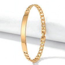 Bracelet - Gourmette Identité - Maille Américaine - Plaqué Or Jaune 750 - 19 cm