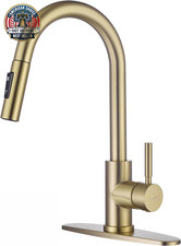 Gold Kitchen Faucets with Pull down Sprayer, Single Handle High Arc Modern Stain