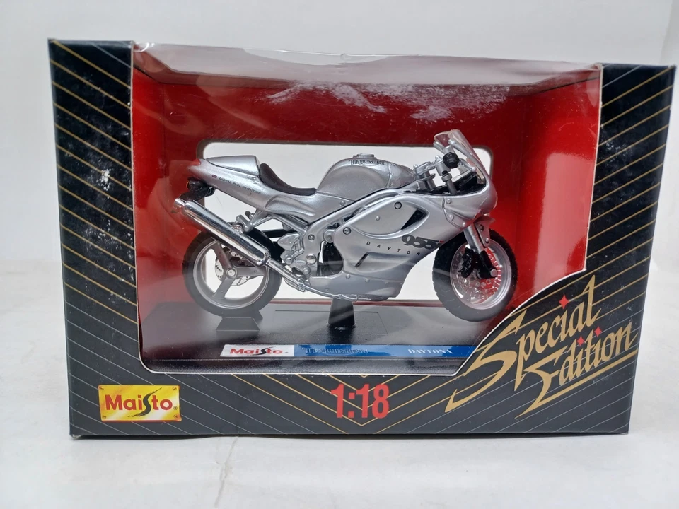 Moto diecast Maisto Triumph Daytona 1:18 gris edición especial Foto 2 de 4
