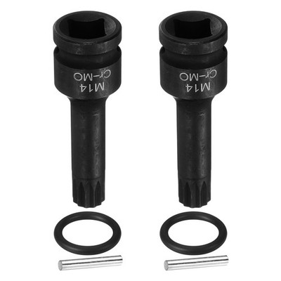 2Stk 1/2'' Antrieb M14 Triple Square Impact Spline Bit Stecknuss 14mm CR-MO Stahl