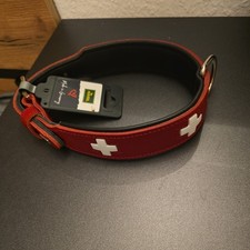 Sonderpreis | Neu Hundehalsband Hunter Swiss M 55   Rot/weiß Rindsleder