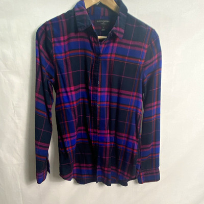 Banana Republic Factory Boyfriend Fit Plaid Flannel Button-Up Shirt Sz Women s S