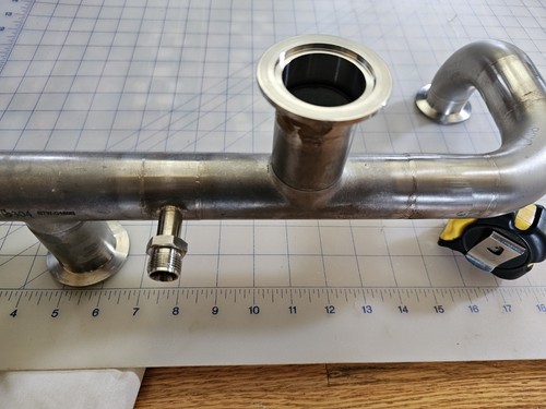 MBRAUN 18-3/4" x 8" 304SS 1-1/2" Manifold 4 KF40 ports 90 1/4-3/8" id port vac - Picture 3 of 17