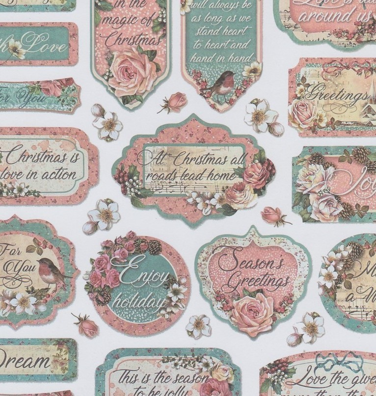 Victorian Trading 15 Sheet Pink Blue Christmas Planner Journal Papers 29T