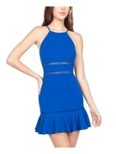 B DARLIN Womens Blue At Sleeveless Halter Mini Evening Sheath Dress 12