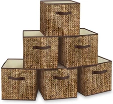 homyfort 12x12 Cube Storage Bins - Fabric Cubby 12 inch-6Pack, Brown 