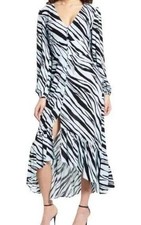 New Leith Womens Maxi Dress Long Sleeve Blue Glow Tiger Print Size 2X Plus