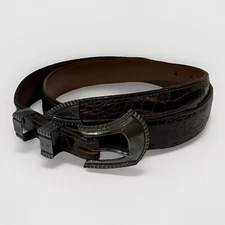 RDM Randall Moore Brown Alligator Skin Sterling Silver Western Belt