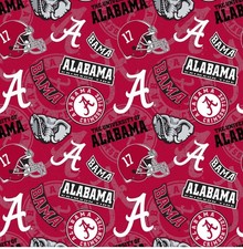 NCAA ALABAMA CRIMSON TIDE WATERMARK PRINT 100 COTTON FABRIC BY THE 1/2 YARD