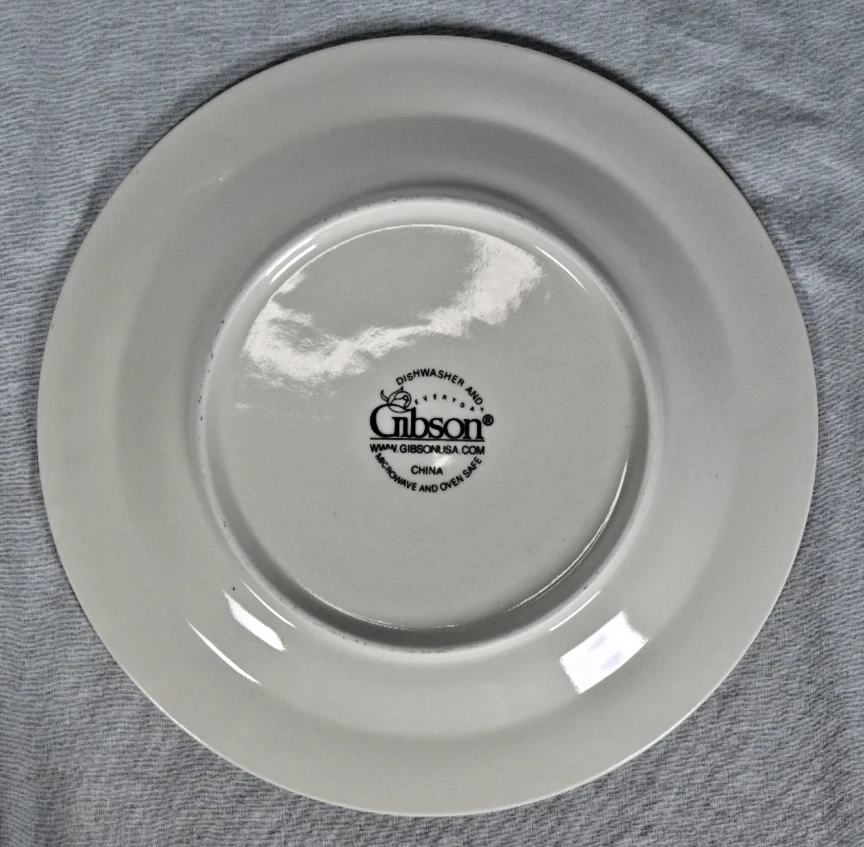 Conjunto de (6) Prato de Jantar Vintage Gibson Inverno Azevinho Natal Vermelho Cardinal - Imagem 4 de 4