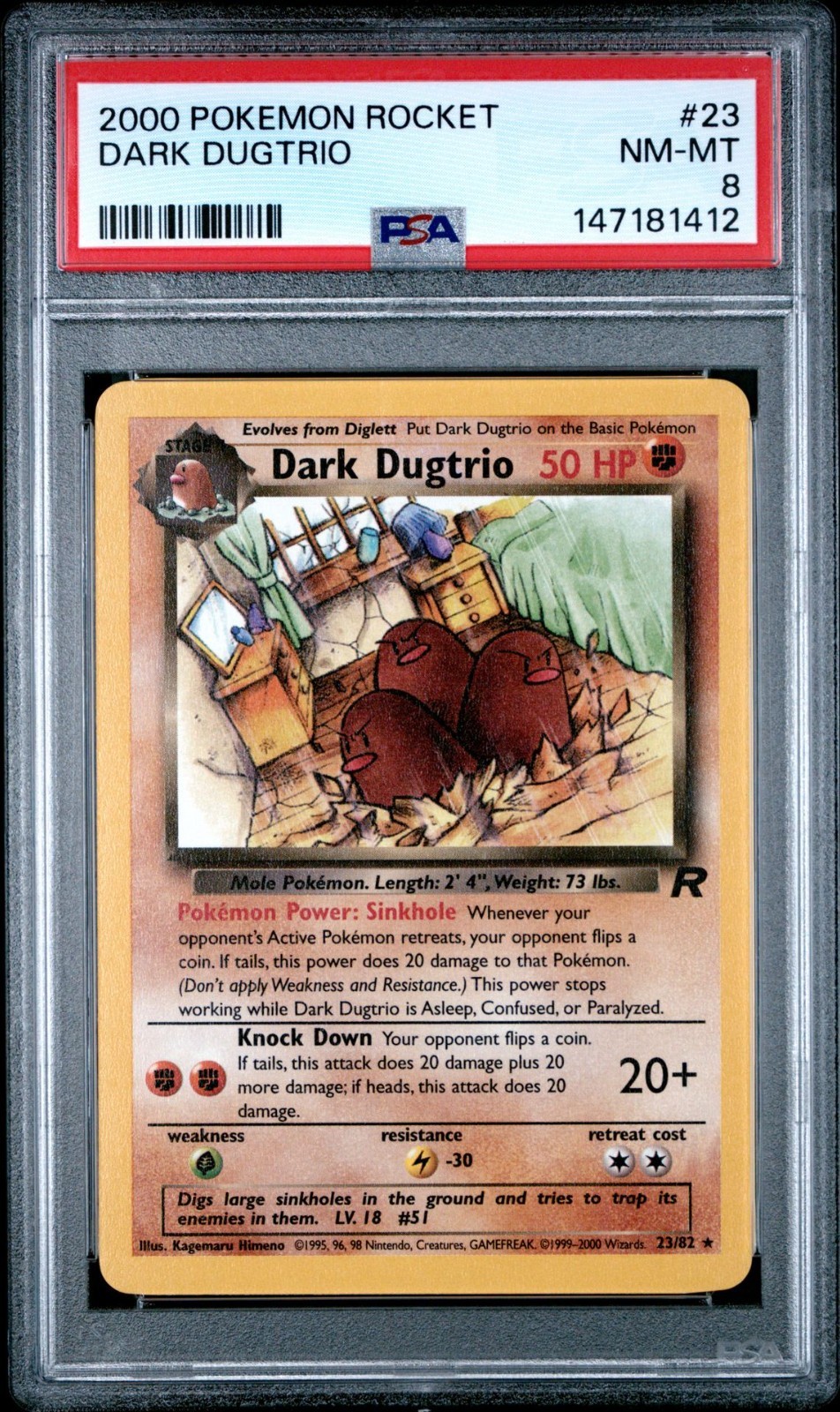 2000 POKEMON ROCKET 23 DARK DUGTRIO PSA 8