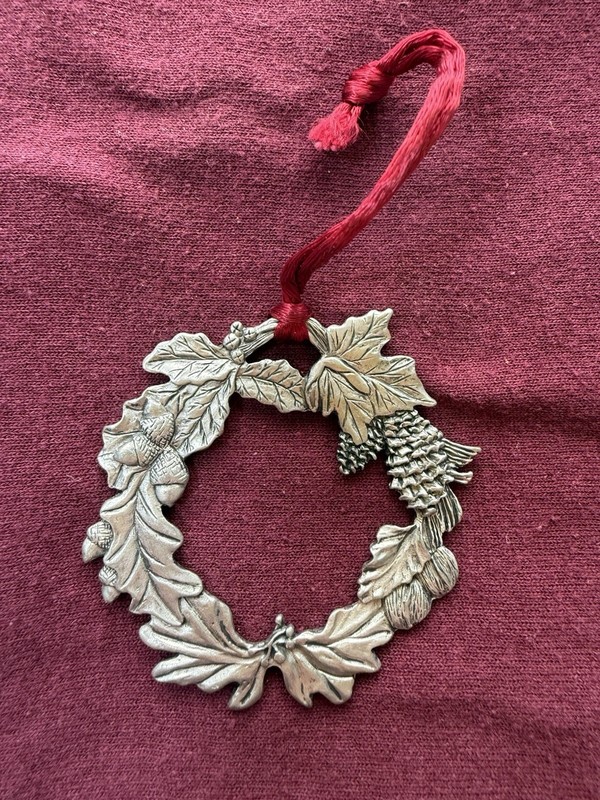 Pewter Christmas Ornament Wreath Made by Seagull Pewter Canada