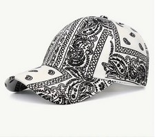 Bandana Print Baseball Cap Adjustable  White