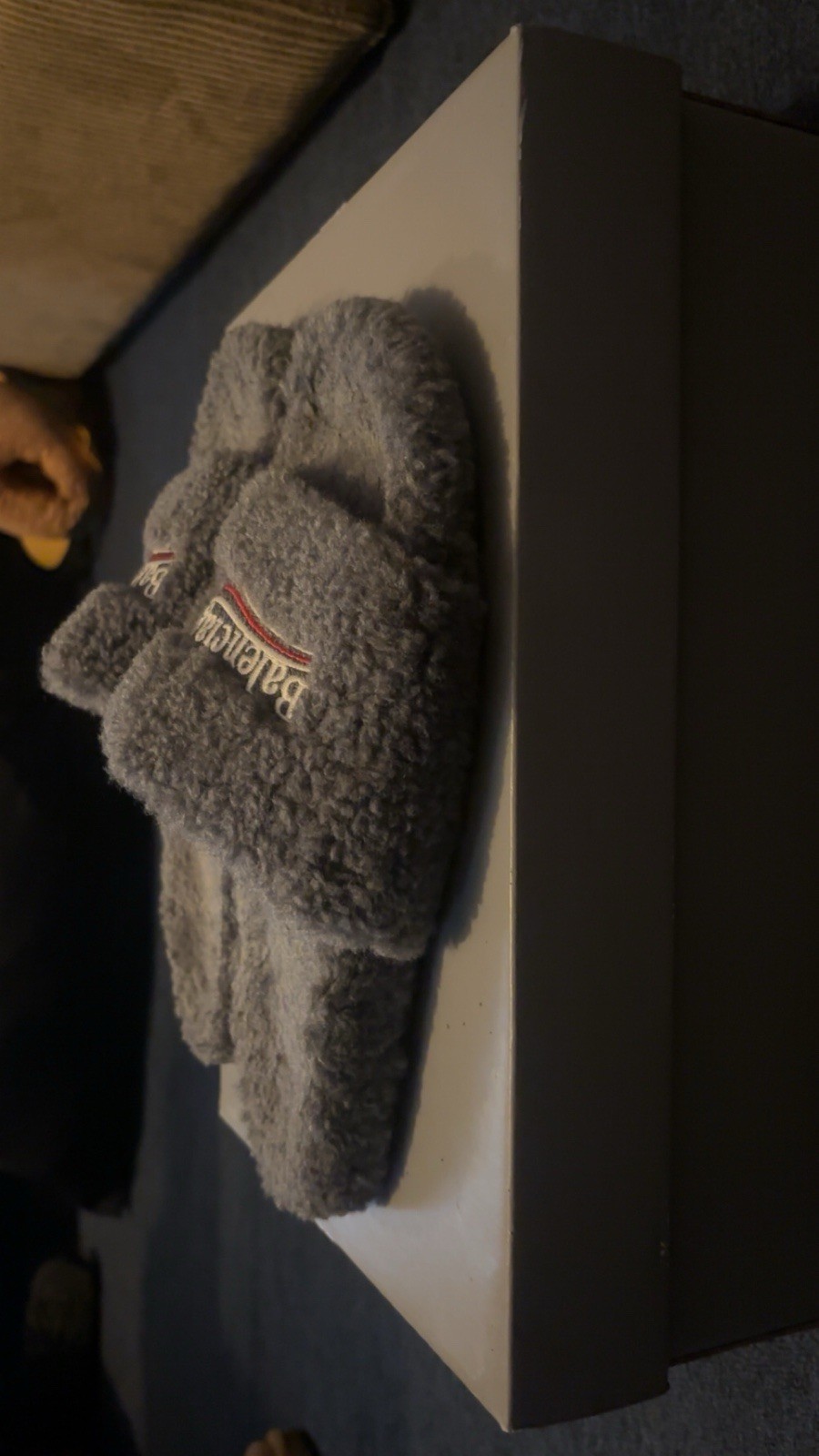 Balenciaga Gray Faux Fur Slide Slippers Men’s Comfort Slip-On thumbnail 2