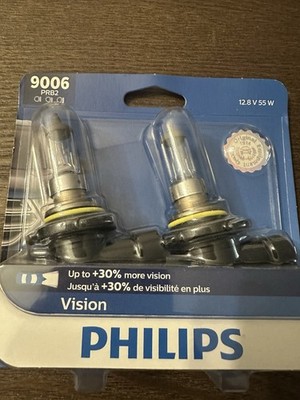 Philips Vision Plus 9006 Car Headlight Bulb 60% More Light 3300K 12.8V 55W Each