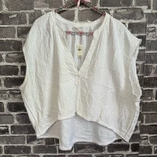 NWT Aerie Gauzy Cropped Shirt white oversized SIZE LARGE L