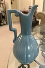 Vintage Red Wing Pottery Rumrill Handled Pitcher/Ewer #295 Blue, 10 Inches Tall