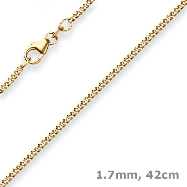 1,7Mm Panzerkette Goldkette Collier Halskette Aus 333 Gold Gelbgold 42Cm-image