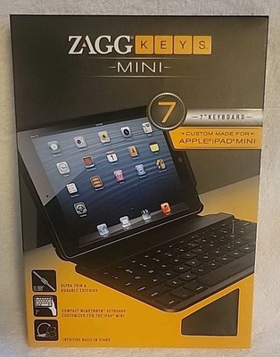 NEW ZaggKeys Apple iPad Mini 7'' BLACK Folio Bluetooth Keyboard & Case Stand Zagg