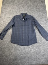 Eddie Bauer Men's Blue Green Plaid Wrinkle Resistant Classic Fit Shirt M