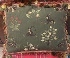 Vintage Rare 14x12 Green Pillow Elephant Monkey Bunny Gorgeous Fringe Accents — photo 6