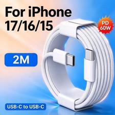 PD 60W 4.9ft/6.56ft USB C to USB C Cable for iPhone 17 16 15 Fast Charger Cord