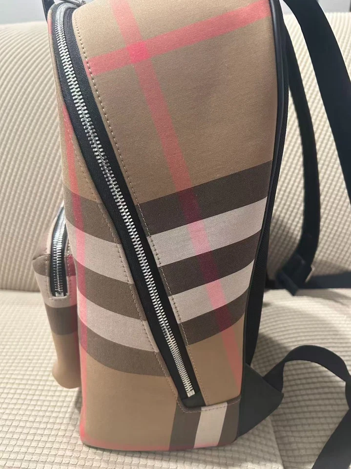 Mochila de lona para hombre Burberry marrón topo IP Check Jeff nueva con etiquetas -  Foto 4 de 4