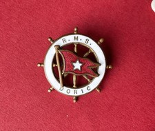 Pin insignia vintage RMS esmalte dórico estrella blanca línea de envío rueda de envío