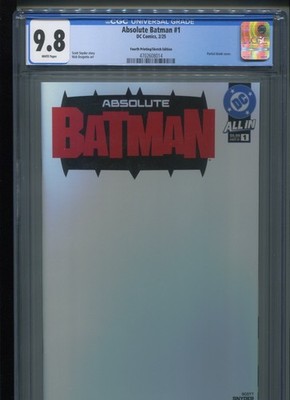 Absolute Batman #1 (2025) CGC 9.8 [WHITE] Fourth Printing Sketch Edition
