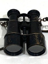 Antique Militaria Binoculars Marked S4 10739 Leather & Brass  