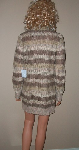 NWT Victoria Secret Boyfriend Tan Multi Metallic Cardigan Sweater L - Picture 3 of 3