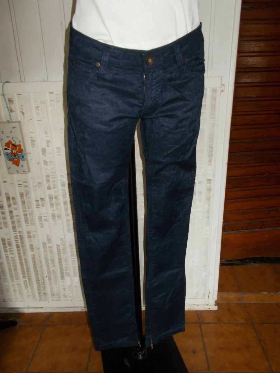 Pantalon Velours Côtelé MAJE Bleu Soyeux - Taille 38 (W29) Occasion Très Bon état
